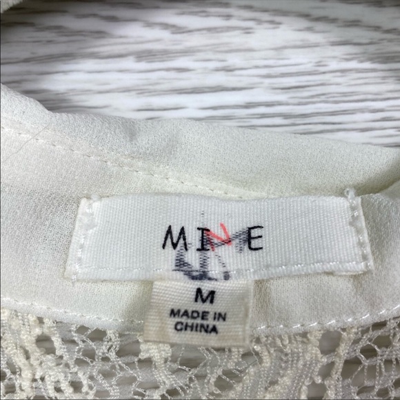 Cream Laced Tied Top Sheer Collared Medium Sleeveless - Picture 6 of 6